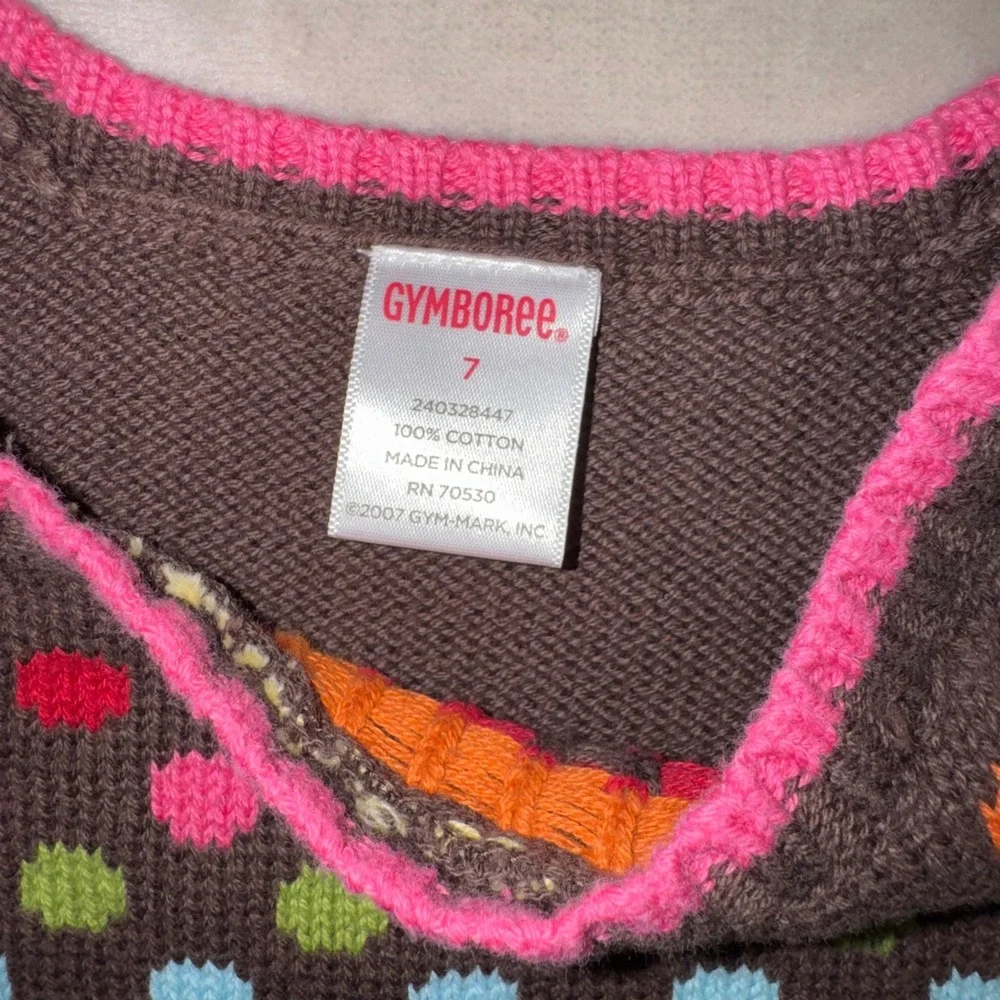 Gymboree Kids Girls Y2K 2007 Polka Dot Sweater Vest Flare Jeans Set Size 7 Brown